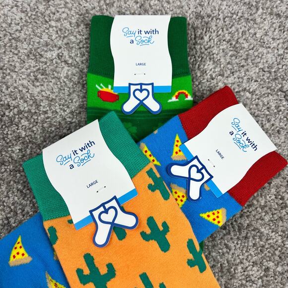 New! 3 pairs of Say it with a sock size L - Picture 2 of 6